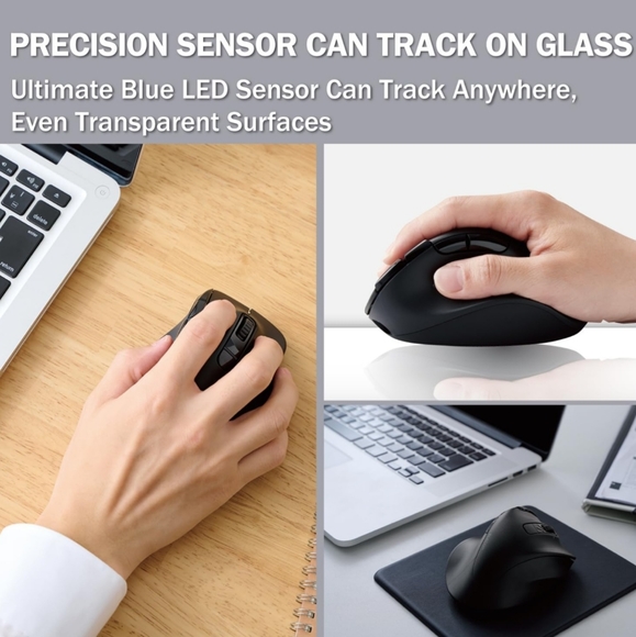 ELECOM EX-G PRO Ergonomic Mouse,Multi-Device Bluetooth or Wireless USB,Silent - Picture 2 of 8